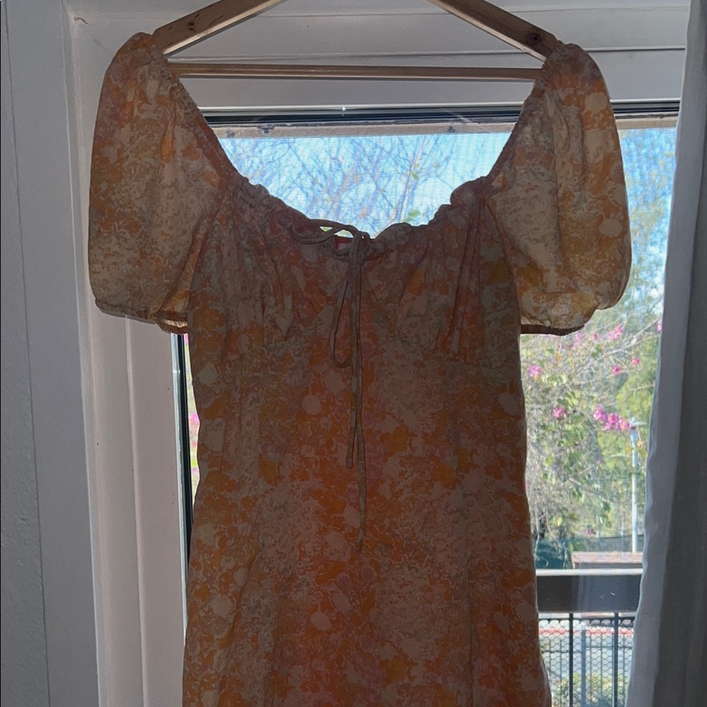 BP Orange and Cream Tie-Front Blouse